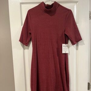 NWT Red Mohnton Made Mock Neck Half Sleeve Ribbed Dress